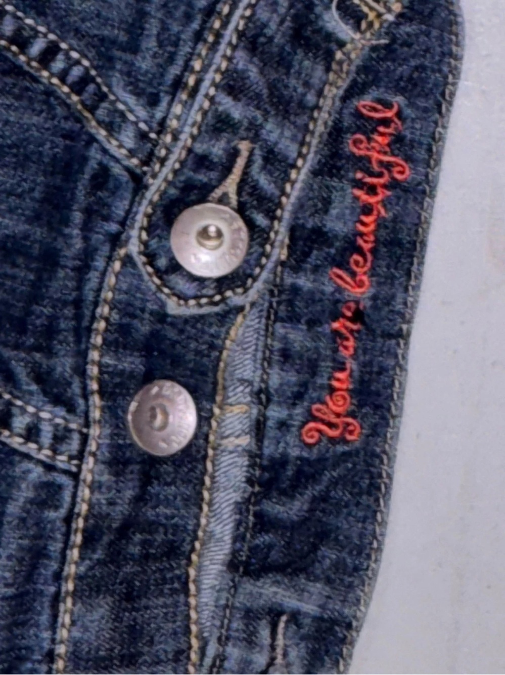 Dollhouse Y2K Cropped Denim Button Up Jacket Woman’s Sz.L Dark Wash - Picture 7 of 7
